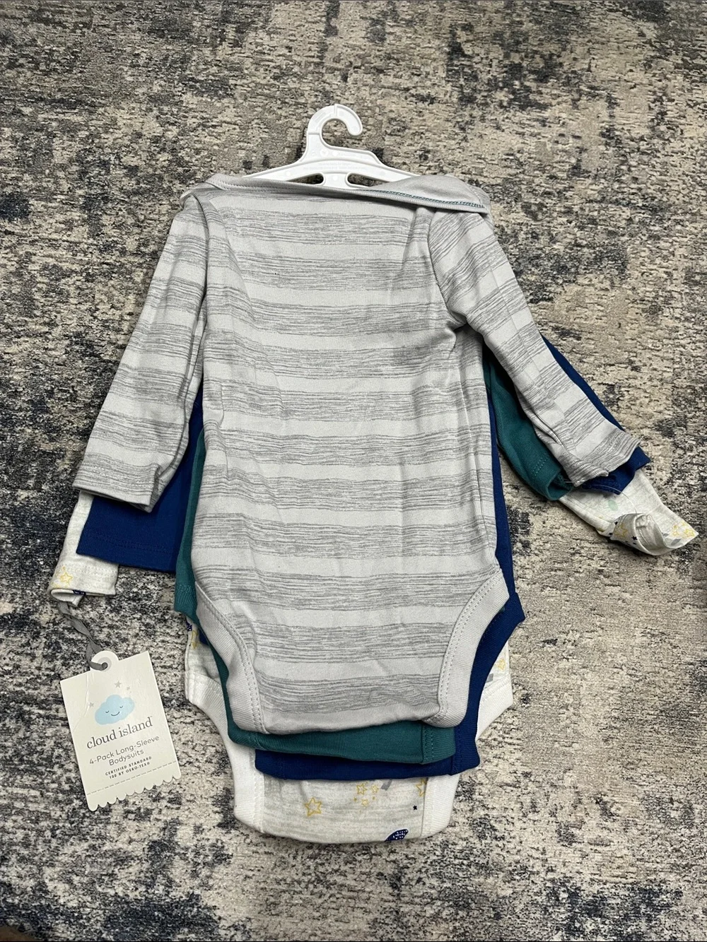 Cloud Island Space Rocket & Moon Print Long-Sleeve Onesies